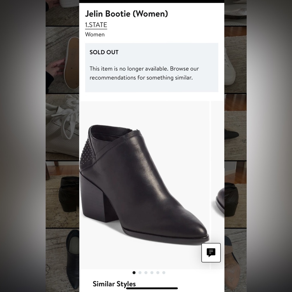 1 State Black Leather Ankle Booties